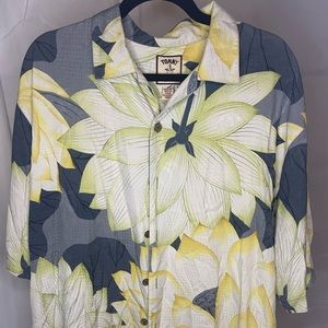 Tommy Bahama Button down short sleeve blue green mens L